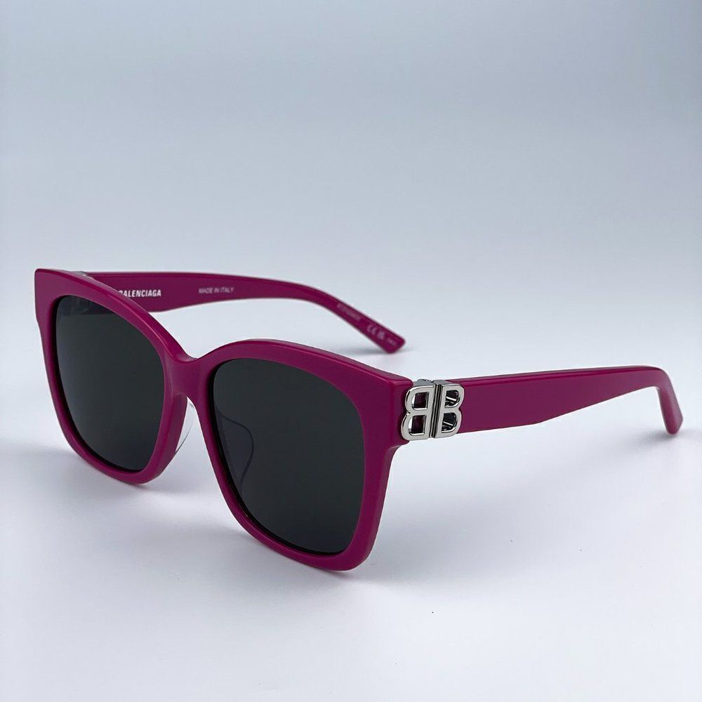 SALE! NEW Balenciaga BB0102SA 013 Fuchsia Pink Grey Square Women Sunglasses - Picture 5 of 11